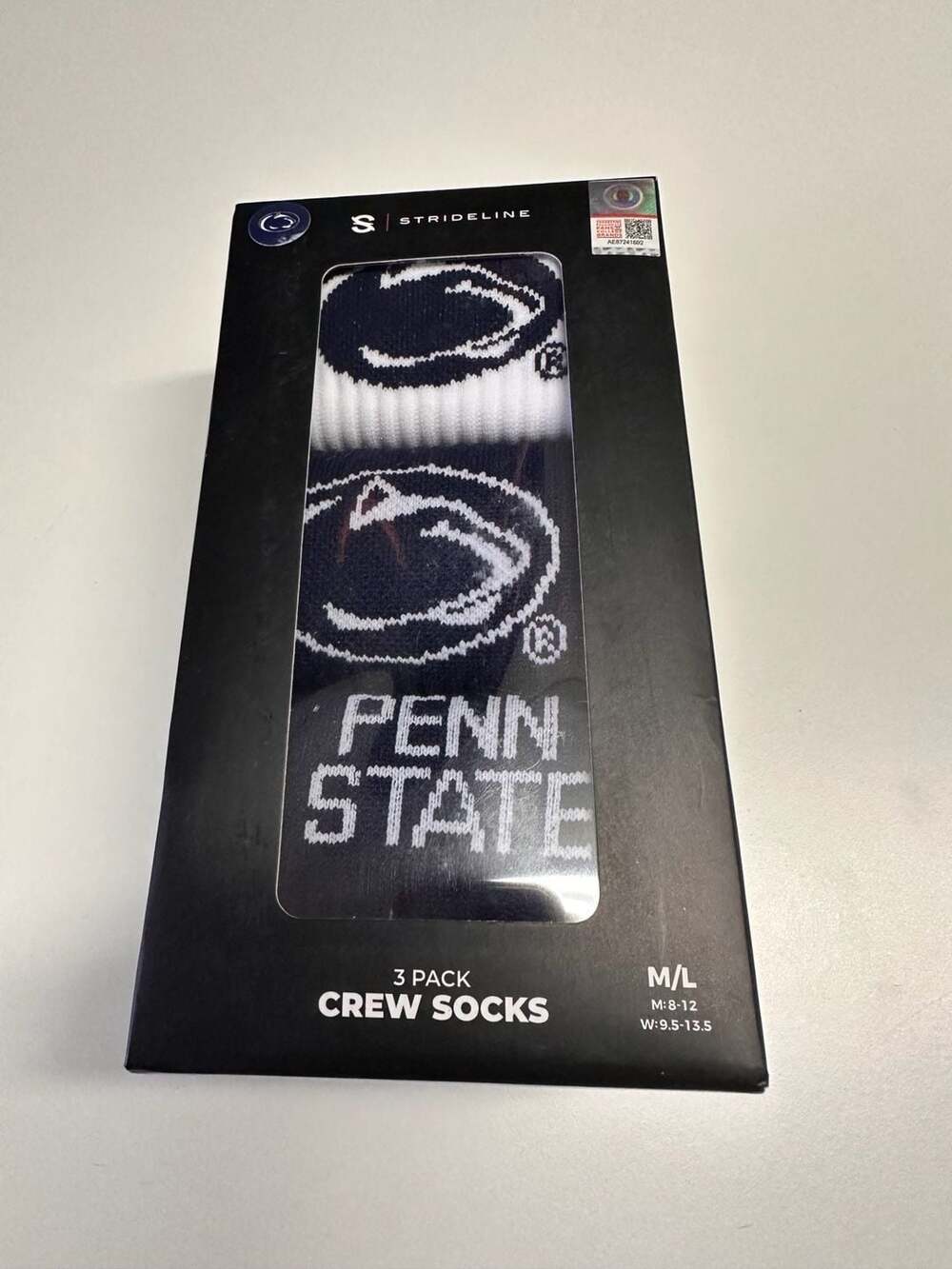 Strideline Penn State Nittany Lions 3 Pack Premium Knit Crew Socks M/L